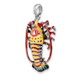 De-Ani Sterling Silver Rhodium-Plated Polished Enameled Florida Lobster Pendant