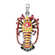 De-Ani Sterling Silver Rhodium-Plated Polished Enameled Florida Lobster Pendant