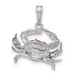 De-Ani Sterling Silver Rhodium-Plated Polished Enameled Blue Crab Pendant