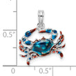 De-Ani Sterling Silver Rhodium-Plated Polished Enameled Blue Crab Pendant