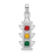 De-Ani Sterling Silver Rhodium-Plated Polished Enameled Traffic Light Pendant