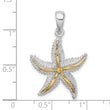 De-Ani Sterling Silver Rhodium-Plated Polished Starfish with 14k Accent Pendant