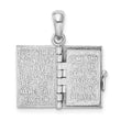 De-Ani Sterling Silver Rhodium-Plated Texture Lords Prayer Bible with 14k Cross Pendant