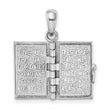De-Ani Sterling Silver Rhodium-Plated Texture Lords Prayer Bible with 14k Cross Pendant