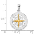 De-Ani Sterling Silver Rhodium-Plated Small Compass with 14k Needle Pendant