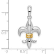 De-Ani Sterling Silver Rhodium-Plated Polished Fleur de Lis with 14k Accent Pendant