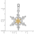 De-Ani Sterling Silver Rhodium-Plated Lacey Snowflake with 14k Center Pendant
