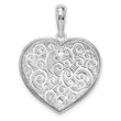 De-Ani Sterling Silver Rhodium-plated Fancy Heart with 14k Accents Pendant