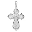 De-Ani Sterling Silver Rhodium-Plated Polished Filigree Cross with 14k Accent Pendant