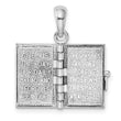 De-Ani Sterling Silver Rhodium-Plated 3D Lords Prayer Holy Bible with 14k Pendant