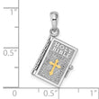 De-Ani Sterling Silver Rhodium-Plated 3D Lords Prayer Holy Bible with 14k Pendant