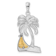 De-Ani Sterling Silver Rhodium-Plated Polished Palm Tree with 14k Sailboat Pendant