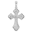 De-Ani Sterling Silver Rhodium-Plated Filigree Budded Cross with 14k Accent Pendant
