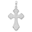De-Ani Sterling Silver Rhodium-Plated Diamond-Cut Budded Cross with 14k Accent Pendant