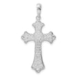 De-Ani Sterling Silver Rhodium-Plated Diamond-Cut Fleur de Lis Cross with 14k Accent Pendant