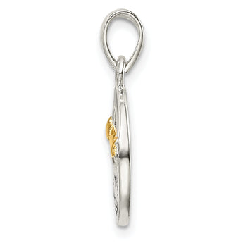 Sterling Silver Flash Gold Plated LOVE YOU TO THE MOON Pendant