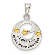 Sterling Silver Flash Gold Plated LOVE YOU TO THE MOON Pendant