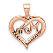 Sterling Silver Rose Tone CZ Mom Heart Pendant