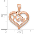 Sterling Silver Rose Tone CZ Mom Heart Pendant