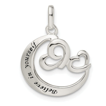 Sterling Silver Heart Believe in Yourself Pendant