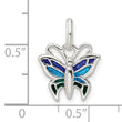 Sterling Silver Polished Enameled Butterfly Pendant
