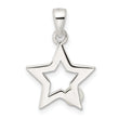 Sterling Silver Rhodium-plated Polished Imitation Pearl Star Pendant