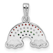 Sterling Silver Rh-plated Multi-color Nano Crystal Rainbow Pendant