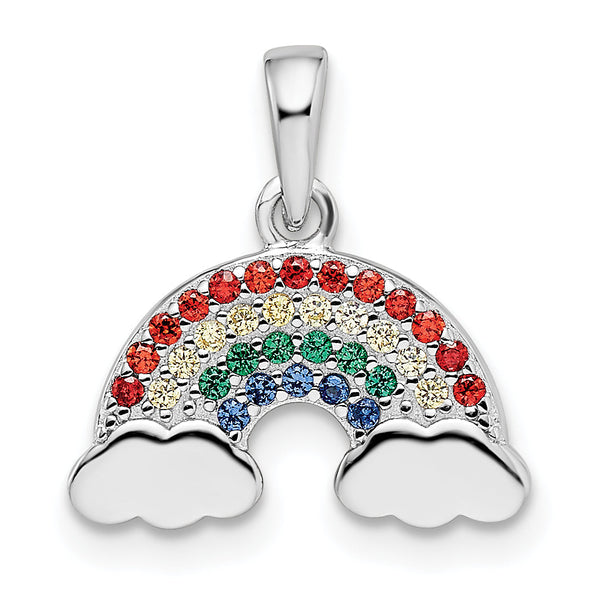Sterling Silver Rh-plated Multi-color Nano Crystal Rainbow Pendant