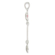 Sterling Silver Brush & Polished Pink CZ Flower Dangle Pendant