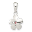 Sterling Silver Brushed & Polished Pink CZ Flower Pendant