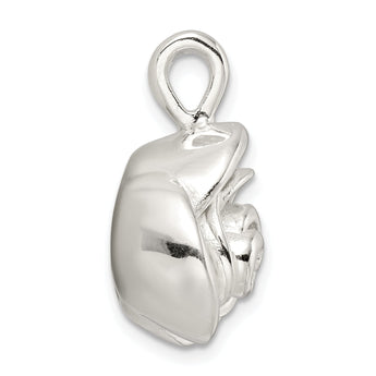 Sterling Silver Polished Hollow Rose Pendant