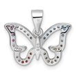 Sterling Silver Rhodium-plated Multicolor CZ Butterfly Pendant