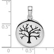 Sterling Silver Rhodium-plated Oxidized Circle Tree Pendant