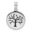 Sterling Silver Rhodium-plated Oxidized Circle Tree Pendant