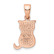 Sterling Silver Rhodium-plated Rose-tone White Created Opal Cat Pendant