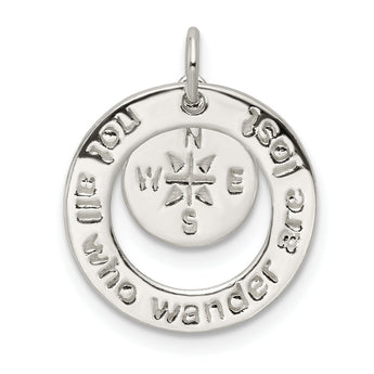 Sterling Silver Round NOT ALL WHO WANDER Pendant