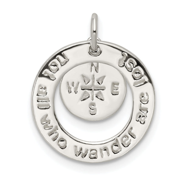 Sterling Silver Round NOT ALL WHO WANDER Pendant