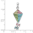 Sterling Silver Rhodium-plated Preciosa Crystal Kite Pendant
