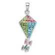 Sterling Silver Rhodium-plated Preciosa Crystal Kite Pendant