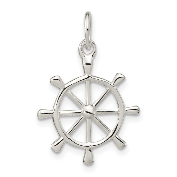 Sterling Silver Polished Ship's Wheel Pendant