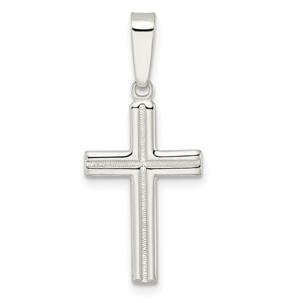 Sterling Silver Polished and Satin Center Latin Cross Pendant