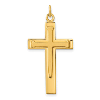 Sterling Silver Gold-plated Polished and Satin Double Cross Pendant