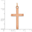 Sterling Silver Rose Gold-plated Polished and Brushed Tapered Cross Pendant