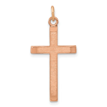 Sterling Silver Rose Gold-plated Polished and Brushed Tapered Cross Pendant