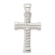 Sterling Silver Polished Twisted Hollow Large Latin Cross Pendant