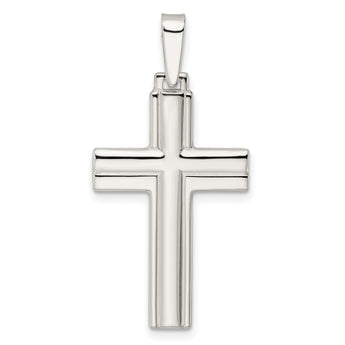 Sterling Silver Polished w/Lines Latin Cross Pendant