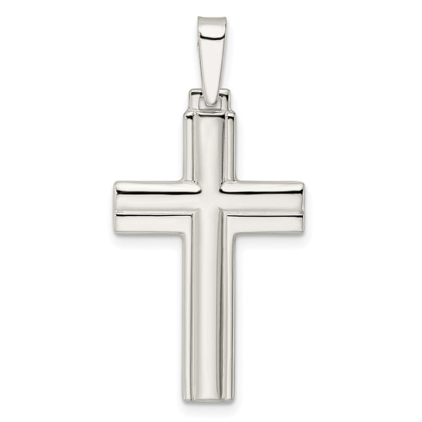 Sterling Silver Polished w/Lines Latin Cross Pendant