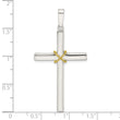 Sterling Silver w/Gold-tone X Center Hollow Cross Pendant