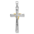 Sterling Silver RH-plated & Gold-plated CZ Cross with Celtic Cross Pendant