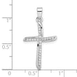 Sterling Silver Rhodium-plated Small CZ Wavy Cross Pendant